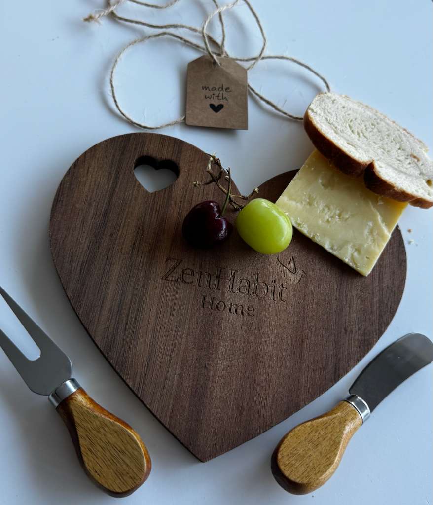 Heart-Shaped Wooden Cutting Board - Natural Kitchen & Gift